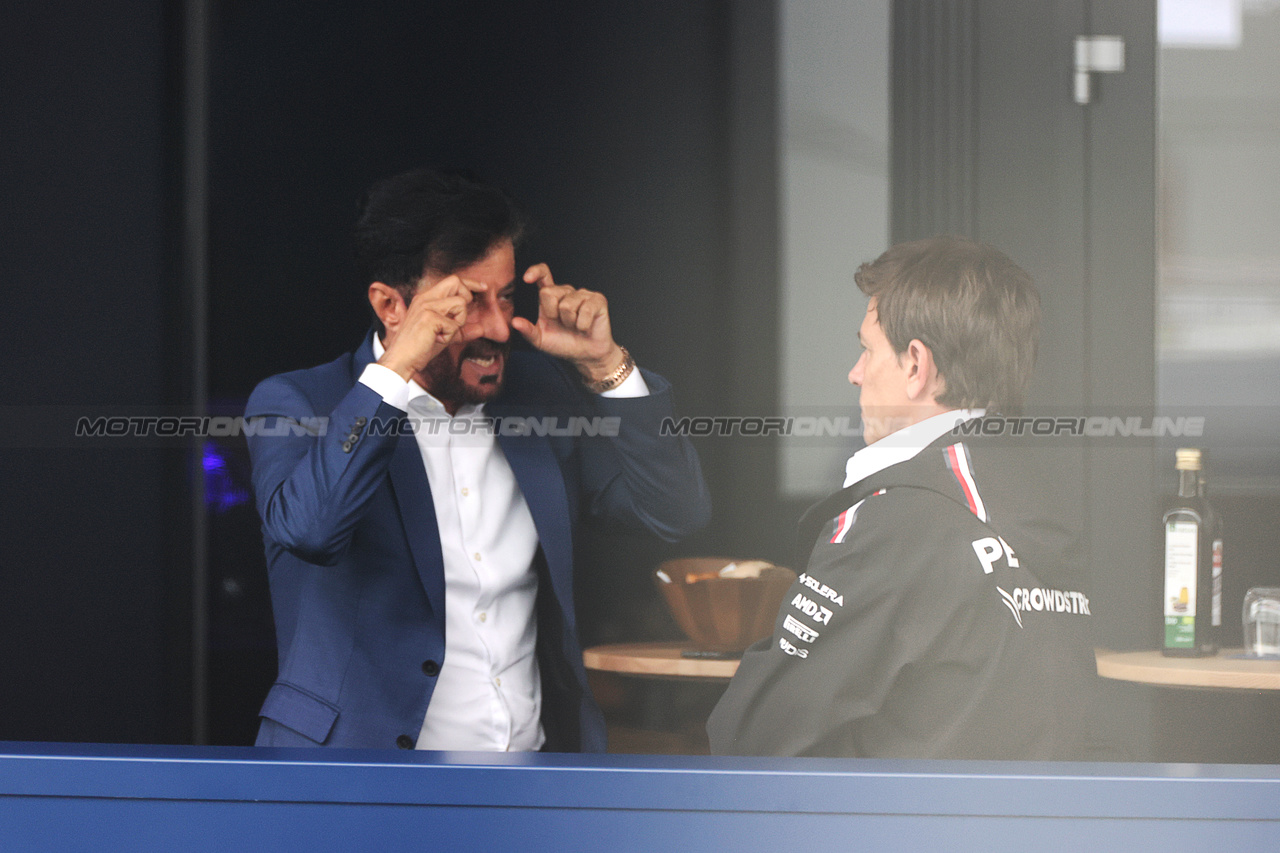 GP GRAN BRETAGNA, (L to R): Mohammed Bin Sulayem (UAE) FIA President with Toto Wolff (GER) Mercedes AMG F1 Shareholder e Executive Director.

08.07.2023. Formula 1 World Championship, Rd 11, British Grand Prix, Silverstone, England, Qualifiche Day.

- www.xpbimages.com, EMail: requests@xpbimages.com © Copyright: Staley / XPB Images