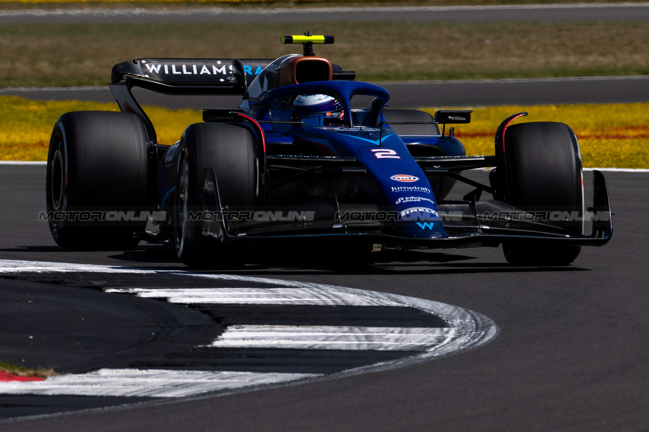 GP GRAN BRETAGNA, Logan Sargeant (USA) Williams Racing FW45.

07.07.2023. Formula 1 World Championship, Rd 11, British Grand Prix, Silverstone, England, Practice Day.

- www.xpbimages.com, EMail: requests@xpbimages.com © Copyright: Staley / XPB Images