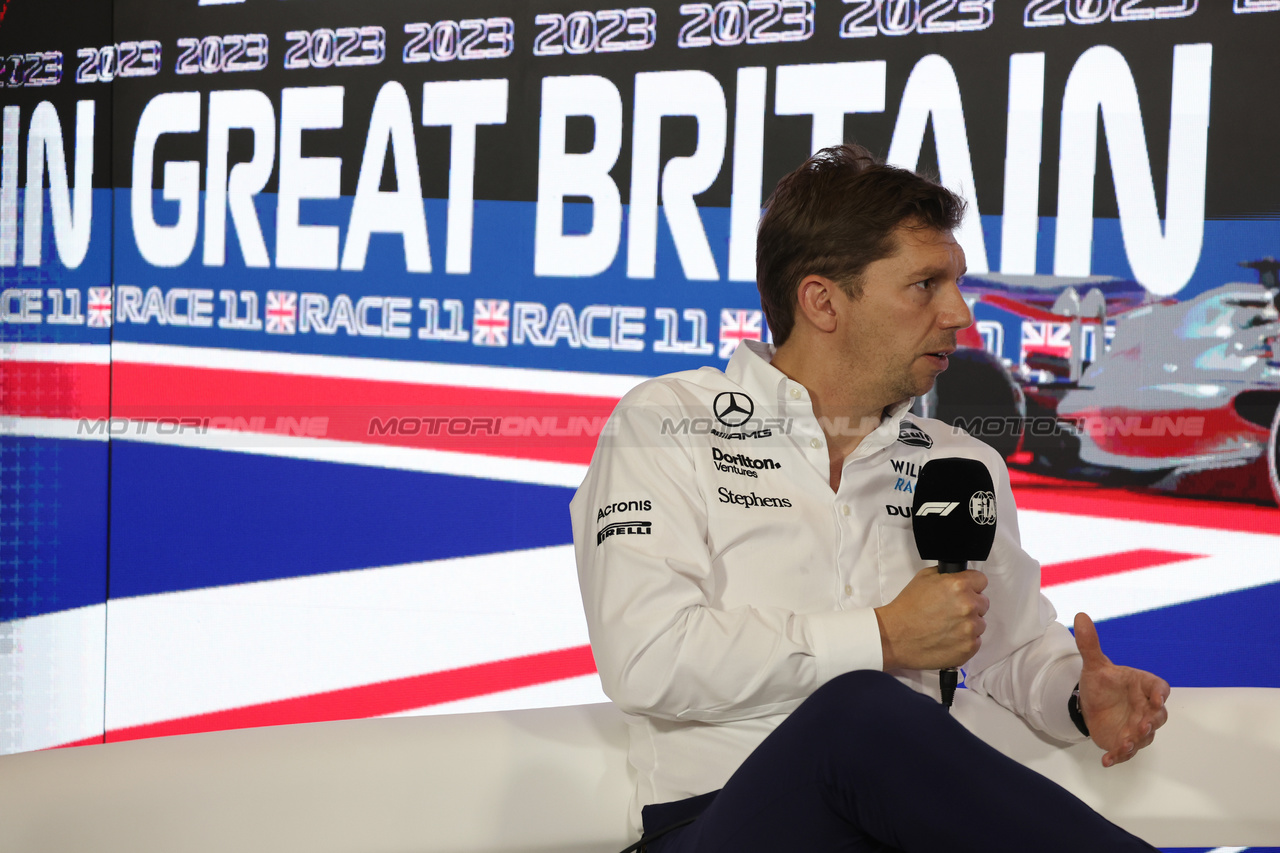 GP GRAN BRETAGNA, James Vowles (GBR) Williams Racing Team Principal in the FIA Press Conference.

07.07.2023. Formula 1 World Championship, Rd 11, British Grand Prix, Silverstone, England, Practice Day.

- www.xpbimages.com, EMail: requests@xpbimages.com © Copyright: Bearne / XPB Images