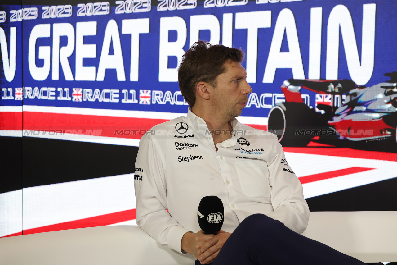 GP GRAN BRETAGNA, James Vowles (GBR) Williams Racing Team Principal in the FIA Press Conference.

07.07.2023. Formula 1 World Championship, Rd 11, British Grand Prix, Silverstone, England, Practice Day.

- www.xpbimages.com, EMail: requests@xpbimages.com © Copyright: Bearne / XPB Images