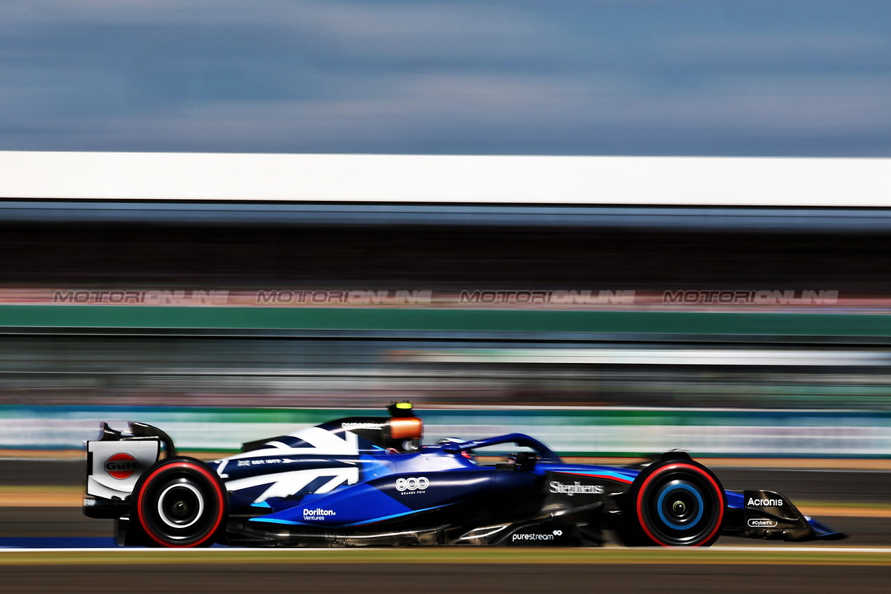 GP GRAN BRETAGNA, Logan Sargeant (USA) Williams Racing FW45.

07.07.2023. Formula 1 World Championship, Rd 11, British Grand Prix, Silverstone, England, Practice Day.

 - www.xpbimages.com, EMail: requests@xpbimages.com © Copyright: Coates / XPB Images