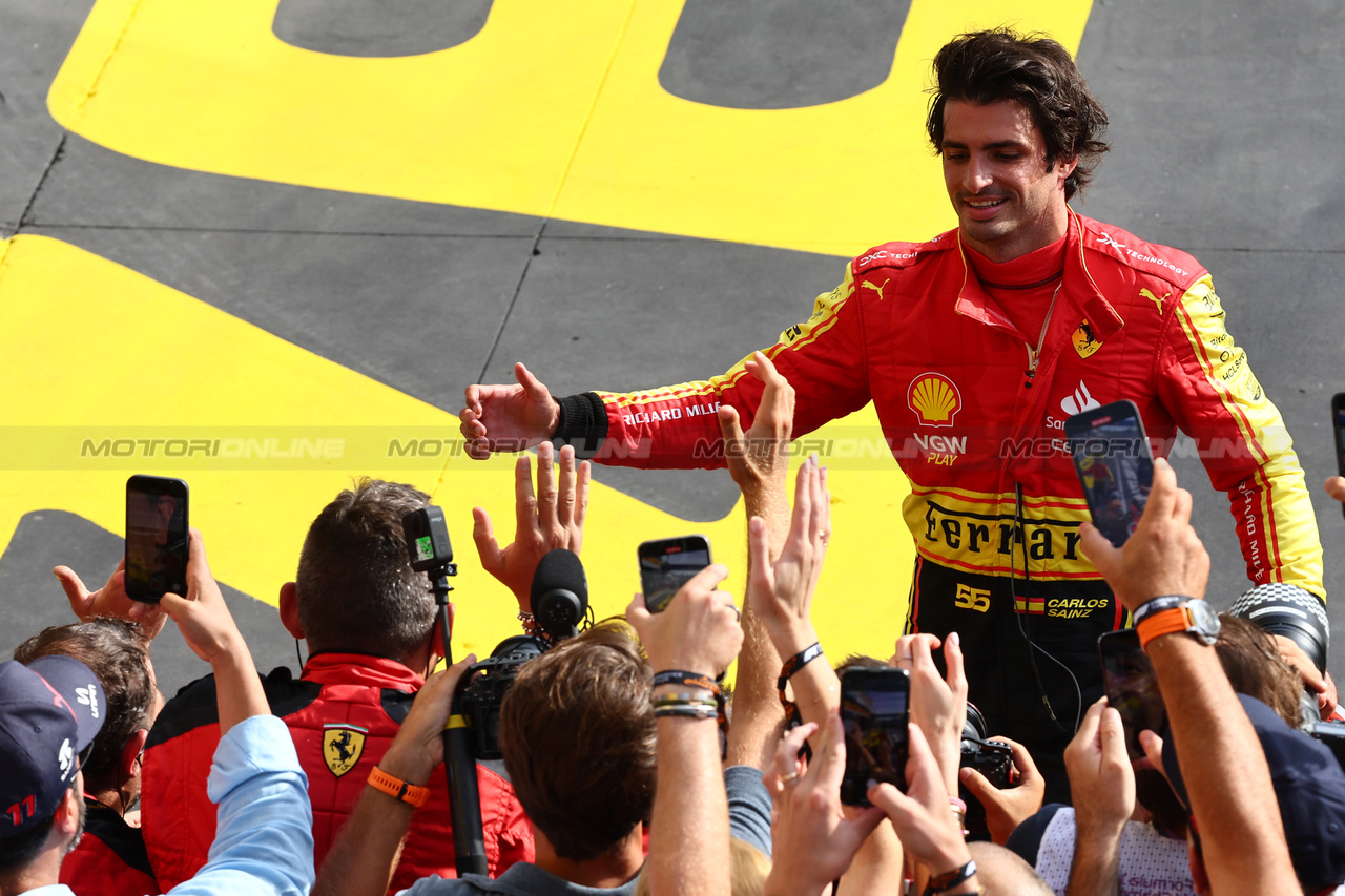 GP ITALIA, 3rd place Carlos Sainz Jr (ESP) Ferrari.
03.09.2023. Formula 1 World Championship, Rd 15, Italian Grand Prix, Monza, Italy, Gara Day.
- www.xpbimages.com, EMail: requests@xpbimages.com © Copyright: Batchelor / XPB Images