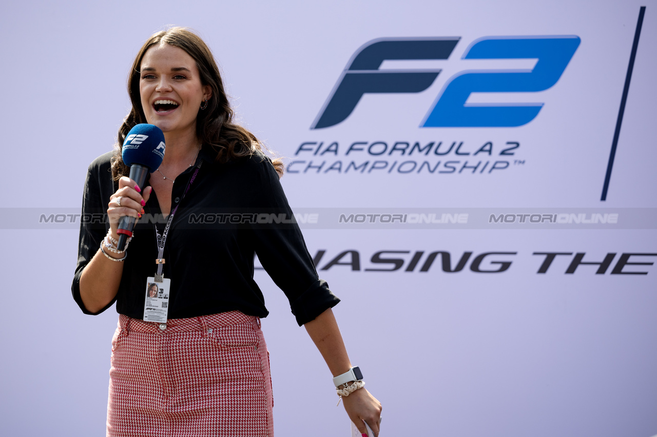 GP ITALIA, Laura Winter (GBR) F1 Presenter - 2024 F2 car is unveiled.

31.08.2023. Formula 1 World Championship, Rd 15, Italian Grand Prix, Monza, Italy, Preparation Day.

 - www.xpbimages.com, EMail: requests@xpbimages.com © Copyright: Staley / XPB Images