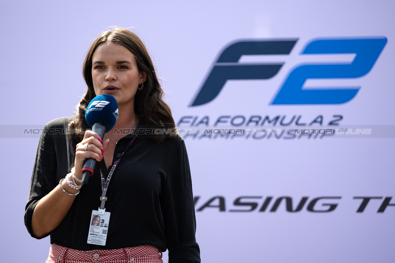GP ITALIA, Laura Winter (GBR) F1 Presenter - 2024 F2 car is unveiled.

31.08.2023. Formula 1 World Championship, Rd 15, Italian Grand Prix, Monza, Italy, Preparation Day.

 - www.xpbimages.com, EMail: requests@xpbimages.com © Copyright: Staley / XPB Images