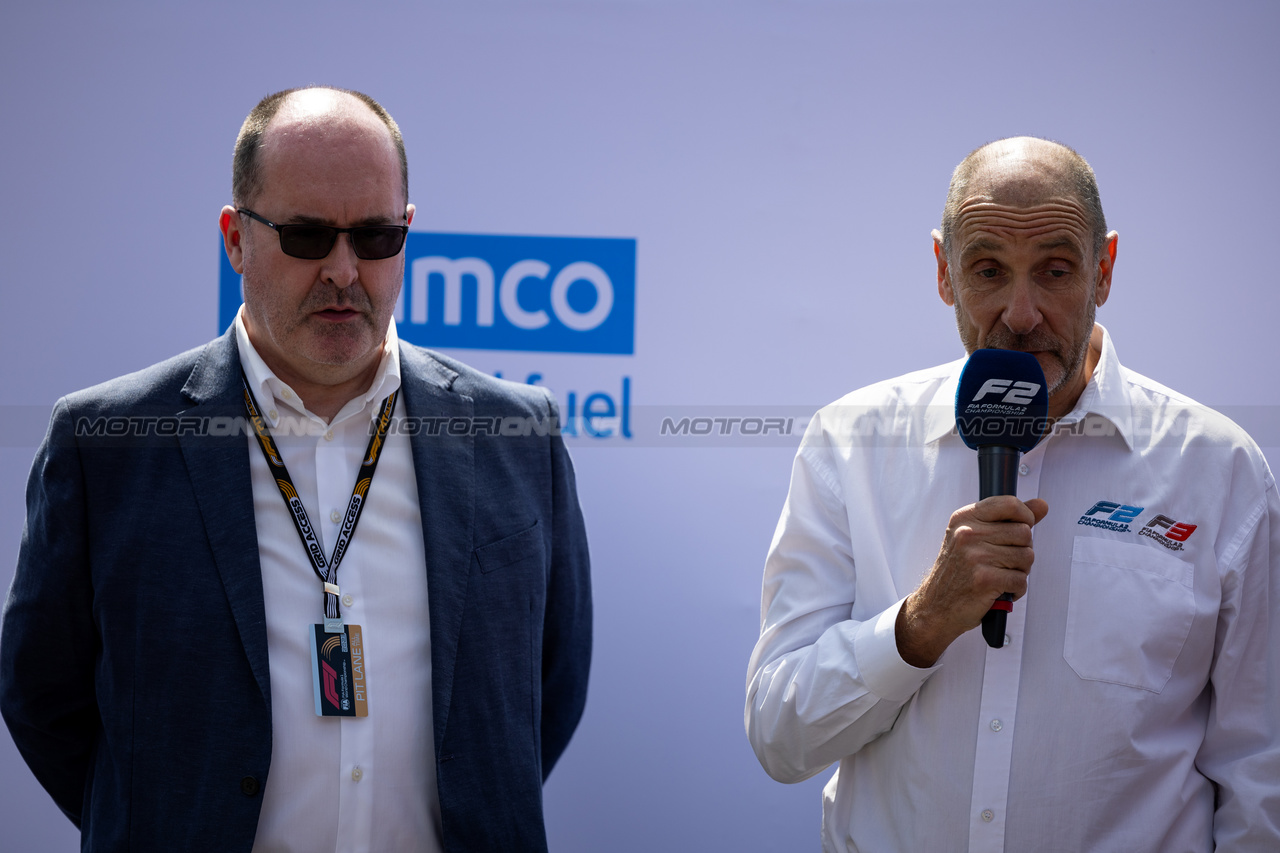 GP ITALIA, (L to R): Robert Reid (GBR) FIA Deputy President for Sport e Bruno Michel (FRA) F2 e F3 Chief Executive Officer - 2024 F2 car is unveiled.

31.08.2023. Formula 1 World Championship, Rd 15, Italian Grand Prix, Monza, Italy, Preparation Day.

 - www.xpbimages.com, EMail: requests@xpbimages.com © Copyright: Staley / XPB Images