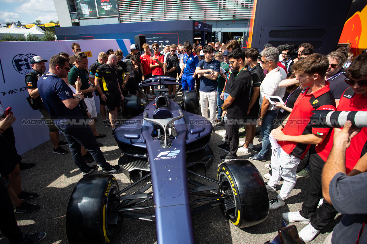 GP ITALIA, The 2024 F2 car is unveiled.

31.08.2023. Formula 1 World Championship, Rd 15, Italian Grand Prix, Monza, Italy, Preparation Day.

 - www.xpbimages.com, EMail: requests@xpbimages.com © Copyright: Staley / XPB Images