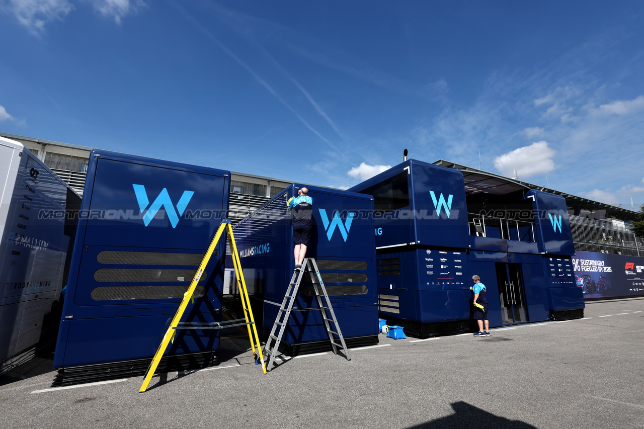 GP ITALIA, Williams Racing trucks in the paddock.

31.08.2023. Formula 1 World Championship, Rd 15, Italian Grand Prix, Monza, Italy, Preparation Day.

- www.xpbimages.com, EMail: requests@xpbimages.com © Copyright: Moy / XPB Images