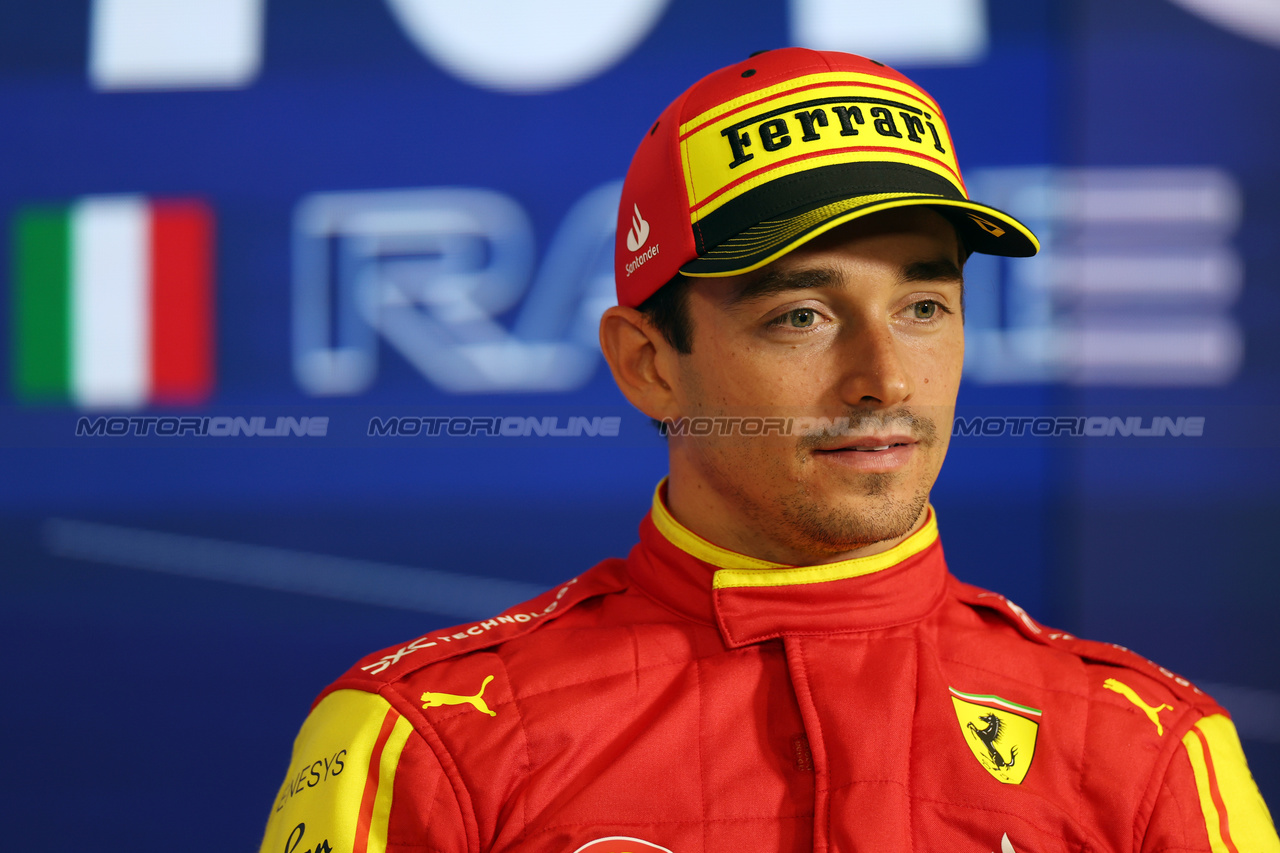 GP ITALIA, Charles Leclerc (MON) Ferrari in the qualifying FIA Press Conference.

02.09.2023. Formula 1 World Championship, Rd 15, Italian Grand Prix, Monza, Italy, Qualifiche Day.

 - www.xpbimages.com, EMail: requests@xpbimages.com © Copyright: Staley / XPB Images