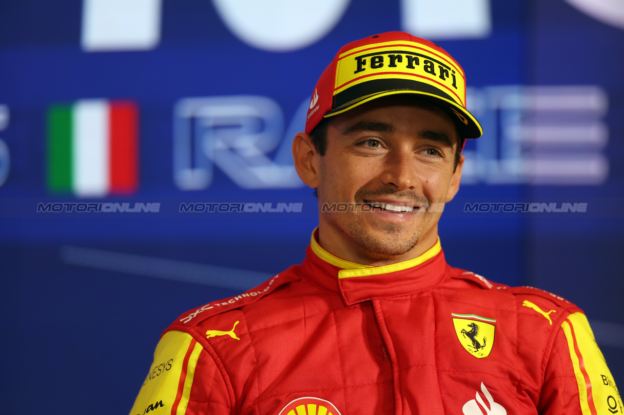 GP ITALIA, Charles Leclerc (MON) Ferrari in the qualifying FIA Press Conference.

02.09.2023. Formula 1 World Championship, Rd 15, Italian Grand Prix, Monza, Italy, Qualifiche Day.

 - www.xpbimages.com, EMail: requests@xpbimages.com © Copyright: Staley / XPB Images
