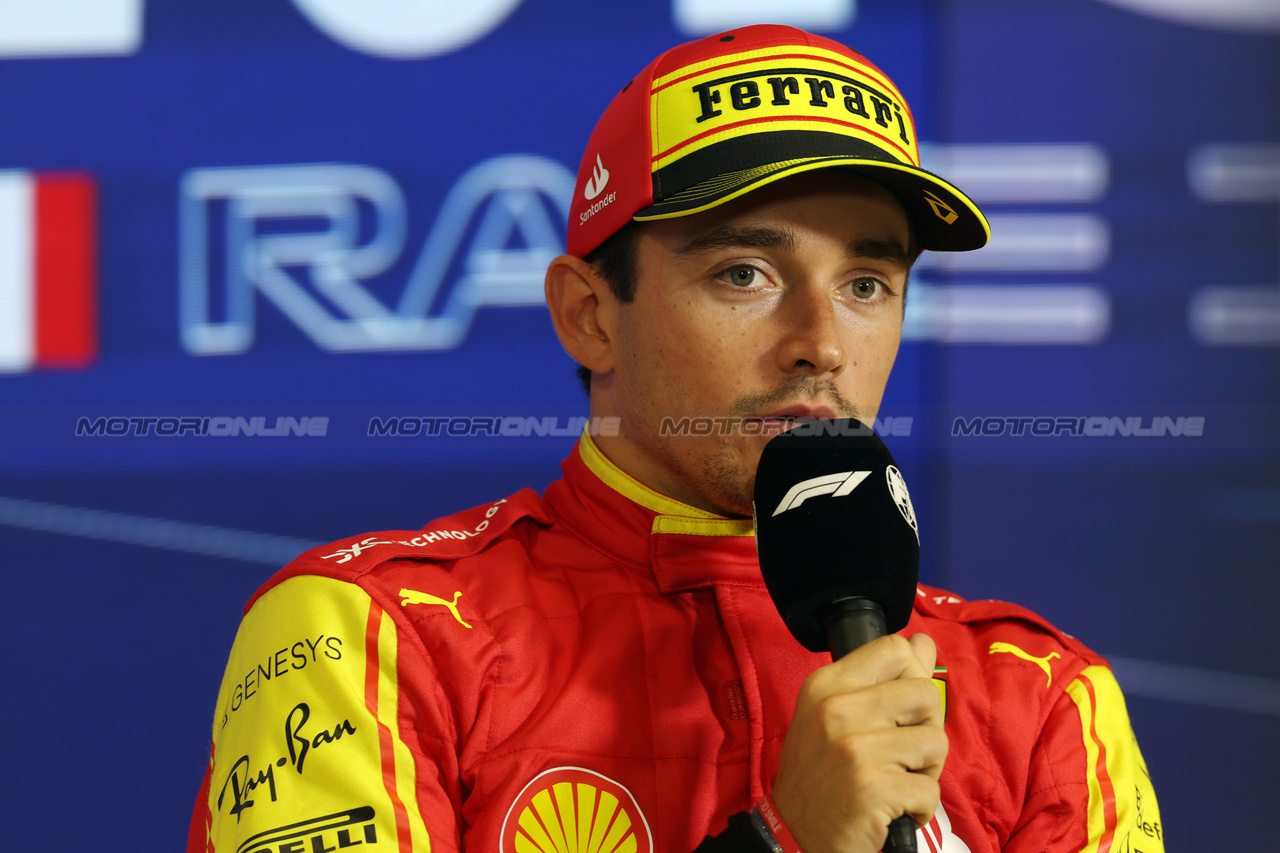 GP ITALIA, Charles Leclerc (MON) Ferrari in the qualifying FIA Press Conference.

02.09.2023. Formula 1 World Championship, Rd 15, Italian Grand Prix, Monza, Italy, Qualifiche Day.

 - www.xpbimages.com, EMail: requests@xpbimages.com © Copyright: Staley / XPB Images