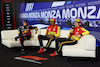 GP ITALIA, (L to R): Max Verstappen (NLD) Red Bull Racing; Carlos Sainz Jr (ESP) Ferrari; Charles Leclerc (MON) Ferrari, in the qualifying FIA Press Conference.
02.09.2023. Formula 1 World Championship, Rd 15, Italian Grand Prix, Monza, Italy, Qualifiche Day.
 - www.xpbimages.com, EMail: requests@xpbimages.com © Copyright: Staley / XPB Images