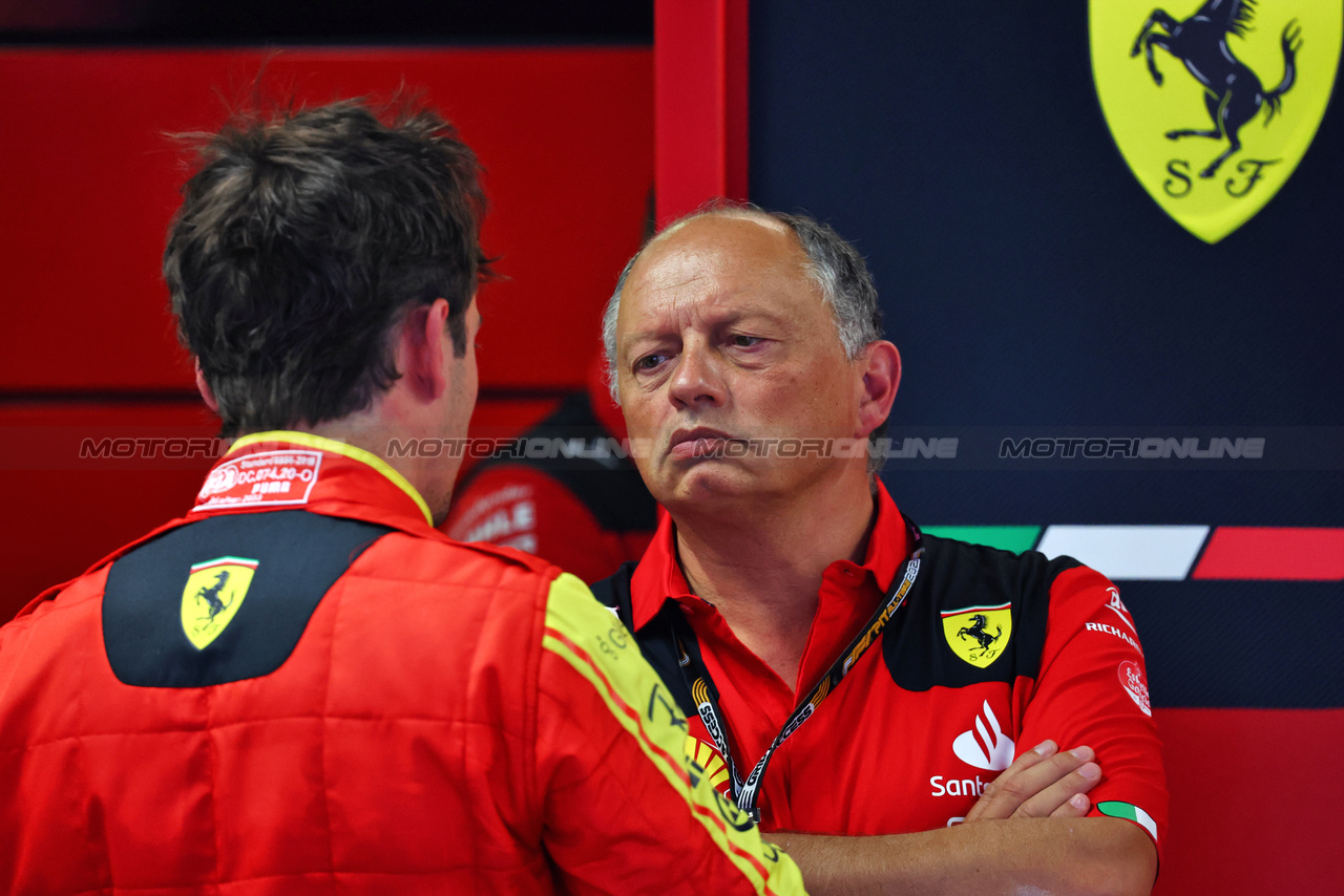 GP ITALIA, Frederic Vasseur (FRA) Ferrari Team Principal with Charles Leclerc (MON) Ferrari.

01.09.2023. Formula 1 World Championship, Rd 15, Italian Grand Prix, Monza, Italy, Practice Day.

- www.xpbimages.com, EMail: requests@xpbimages.com © Copyright: Batchelor / XPB Images