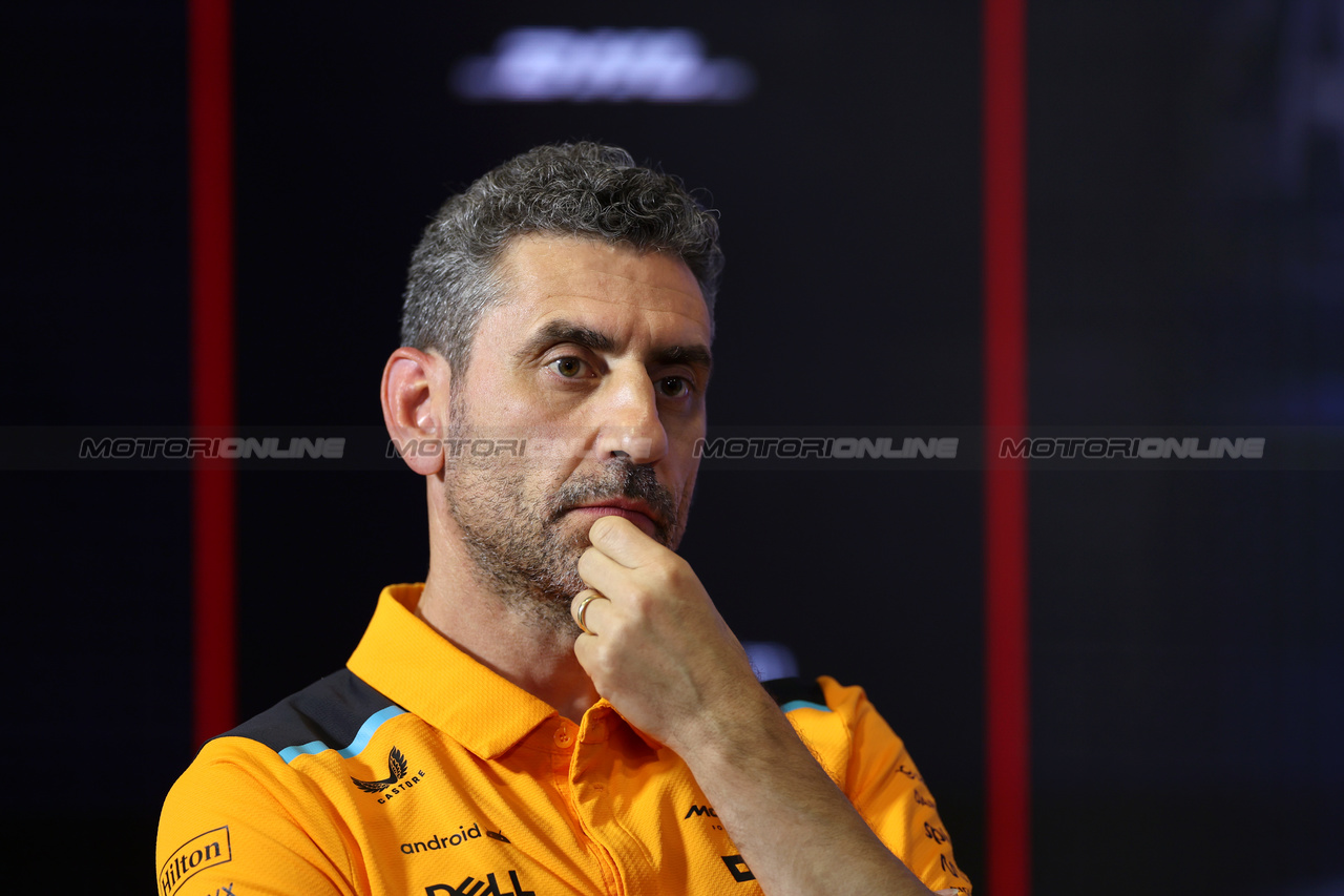 GP ITALIA, Andrea Stella (ITA) McLaren Team Principal in the FIA Press Conference.

01.09.2023. Formula 1 World Championship, Rd 15, Italian Grand Prix, Monza, Italy, Practice Day.

 - www.xpbimages.com, EMail: requests@xpbimages.com © Copyright: Staley / XPB Images