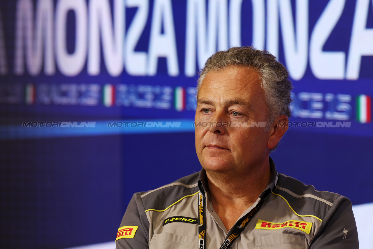 GP ITALIA, Mario Isola (ITA) Pirelli Racing Manager in the FIA Press Conference.

01.09.2023. Formula 1 World Championship, Rd 15, Italian Grand Prix, Monza, Italy, Practice Day.

 - www.xpbimages.com, EMail: requests@xpbimages.com © Copyright: Staley / XPB Images
