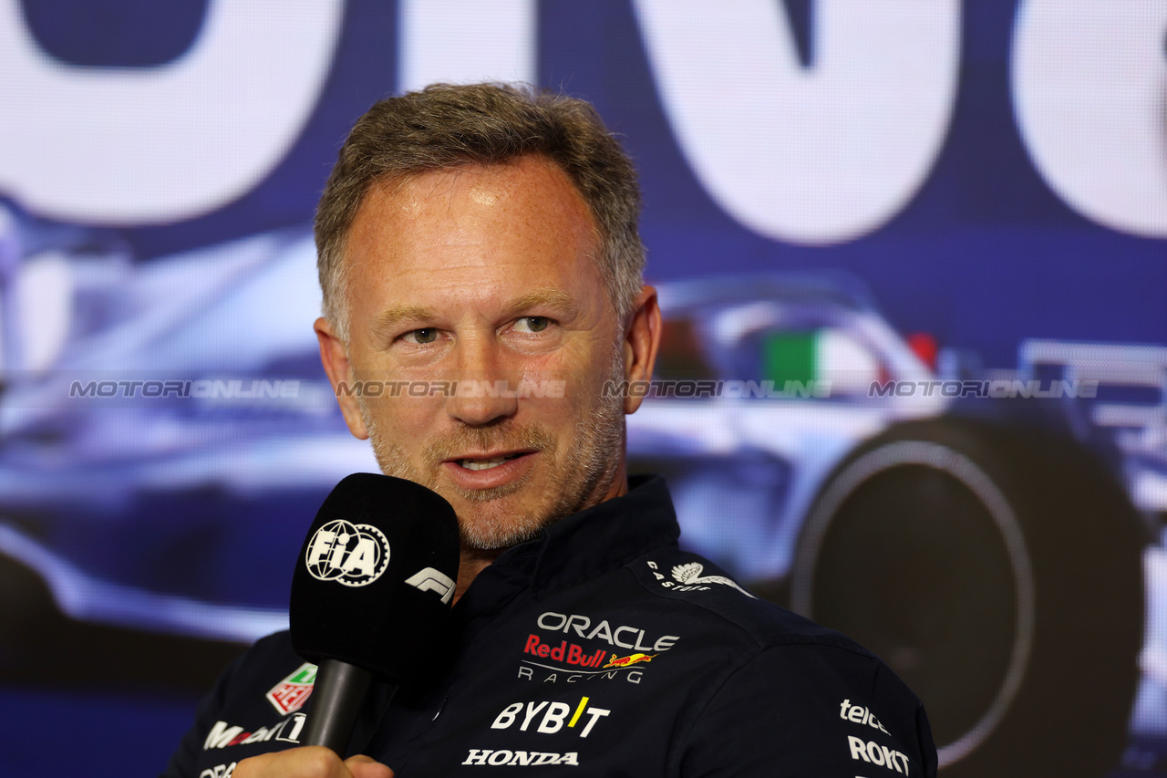 GP ITALIA, Christian Horner (GBR) Red Bull Racing Team Principall in the FIA Press Conference.

01.09.2023. Formula 1 World Championship, Rd 15, Italian Grand Prix, Monza, Italy, Practice Day.

 - www.xpbimages.com, EMail: requests@xpbimages.com © Copyright: Staley / XPB Images