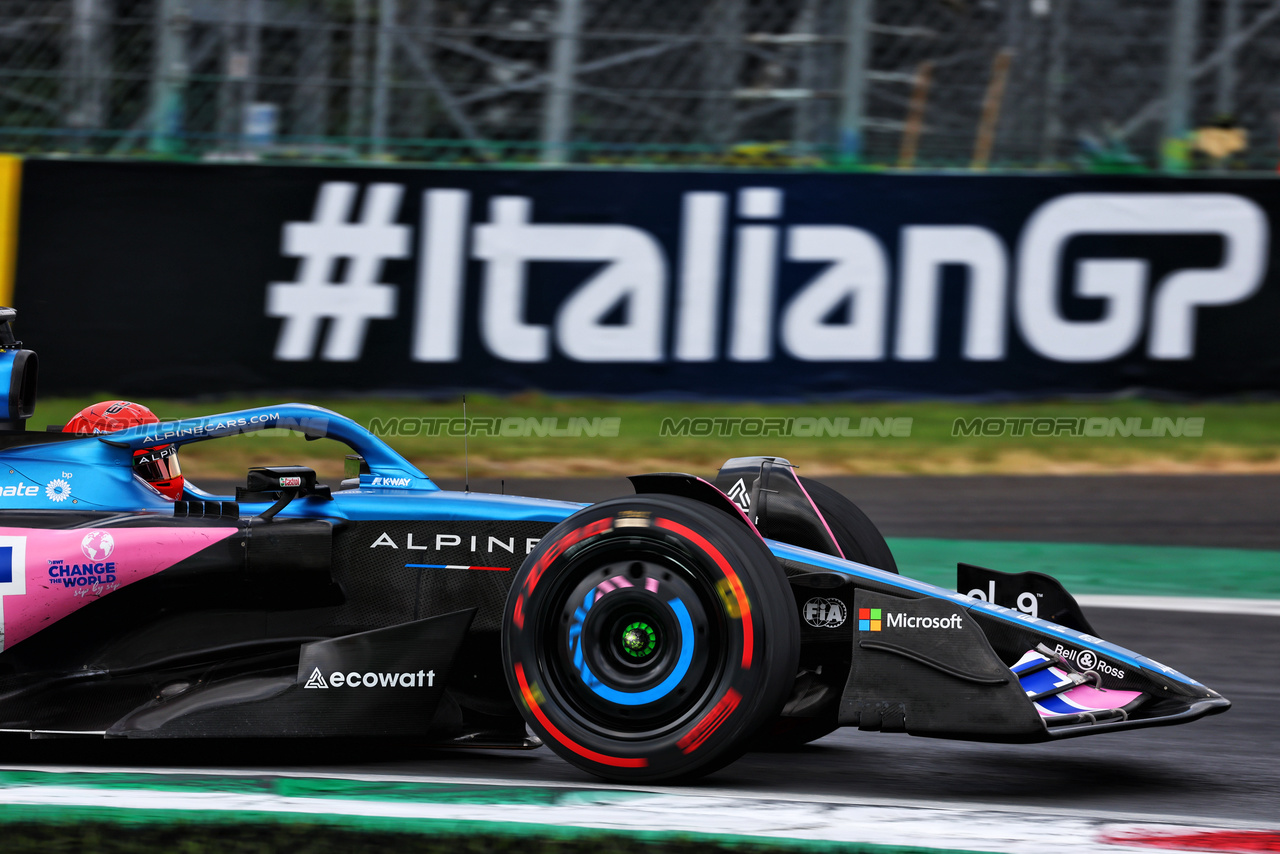 GP ITALIA, Esteban Ocon (FRA) Alpine F1 Team A523.

01.09.2023. Formula 1 World Championship, Rd 15, Italian Grand Prix, Monza, Italy, Practice Day.

 - www.xpbimages.com, EMail: requests@xpbimages.com © Copyright: Coates / XPB Images