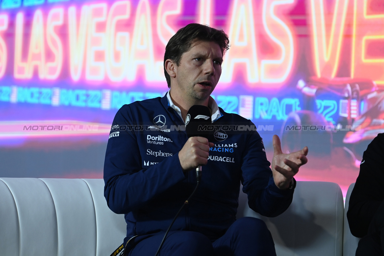 GP LAS VEGAS, James Vowles (GBR) Williams Racing Team Principal in the FIA Press Conference.

16.11.2023. Formula 1 World Championship, Rd 22, Las Vegas Grand Prix, Las Vegas, Nevada, USA, Practice Day.

- www.xpbimages.com, EMail: requests@xpbimages.com © Copyright: XPB Images