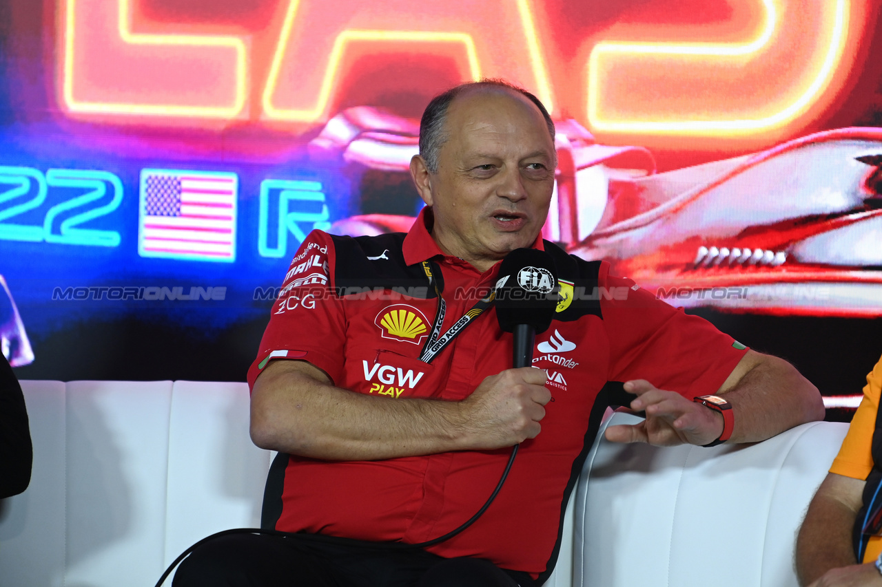 GP LAS VEGAS, Frederic Vasseur (FRA) Ferrari Team Principal in the first practice session.

16.11.2023. Formula 1 World Championship, Rd 22, Las Vegas Grand Prix, Las Vegas, Nevada, USA, Practice Day.

- www.xpbimages.com, EMail: requests@xpbimages.com © Copyright: XPB Images