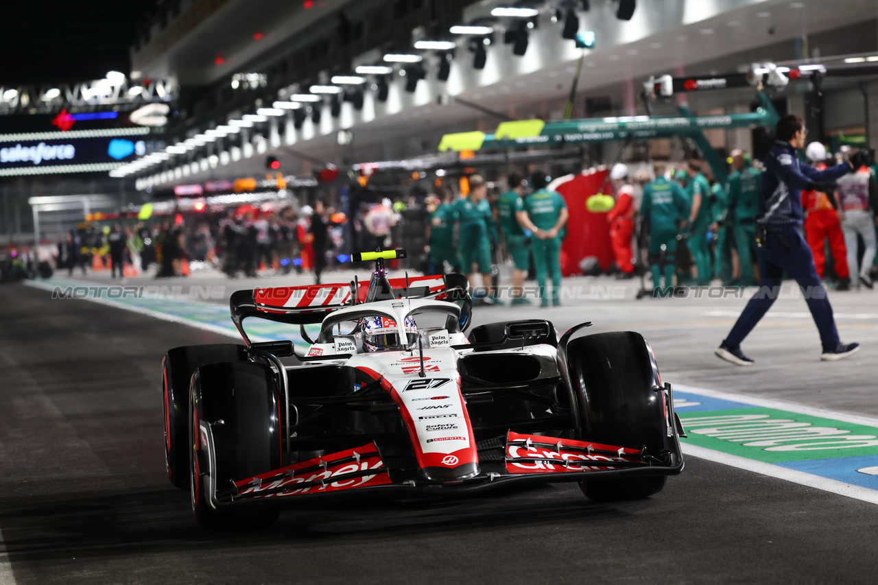 GP LAS VEGAS, Nico Hulkenberg (GER) Haas VF-23 leaves the pits.

16.11.2023. Formula 1 World Championship, Rd 22, Las Vegas Grand Prix, Las Vegas, Nevada, USA, Practice Day.

- www.xpbimages.com, EMail: requests@xpbimages.com © Copyright: Batchelor / XPB Images