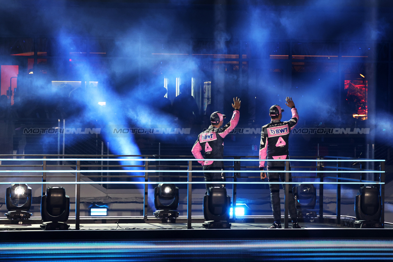 GP LAS VEGAS, (L to R): Pierre Gasly (FRA) Alpine F1 Team e Esteban Ocon (FRA) Alpine F1 Team - Opening Ceremony.

15.11.2023. Formula 1 World Championship, Rd 22, Las Vegas Grand Prix, Las Vegas, Nevada, USA, Preparation Day.

- www.xpbimages.com, EMail: requests@xpbimages.com © Copyright: Moy / XPB Images