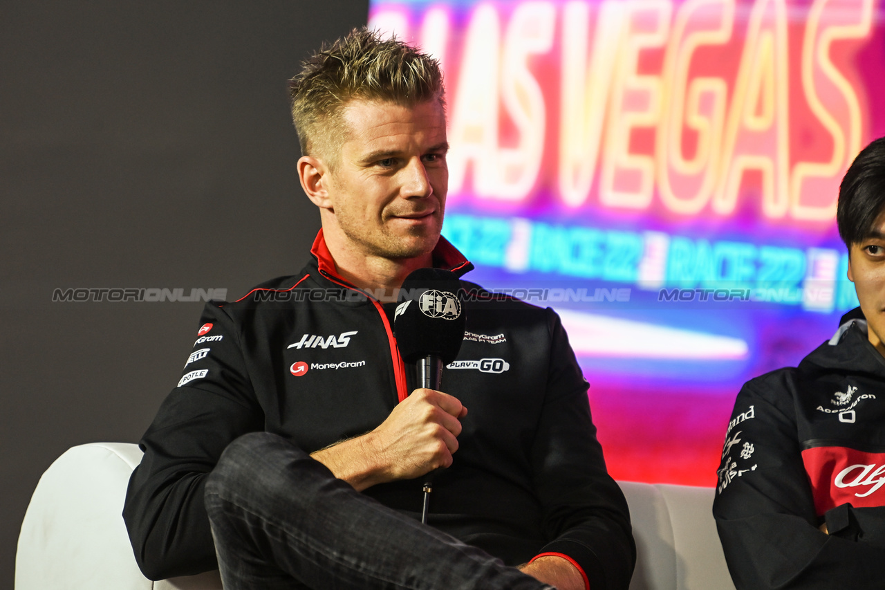 GP LAS VEGAS, Nico Hulkenberg (GER) Haas F1 Team in the FIA Press Conference.

15.11.2023. Formula 1 World Championship, Rd 22, Las Vegas Grand Prix, Las Vegas, Nevada, USA, Preparation Day.

- www.xpbimages.com, EMail: requests@xpbimages.com © Copyright: XPB Images