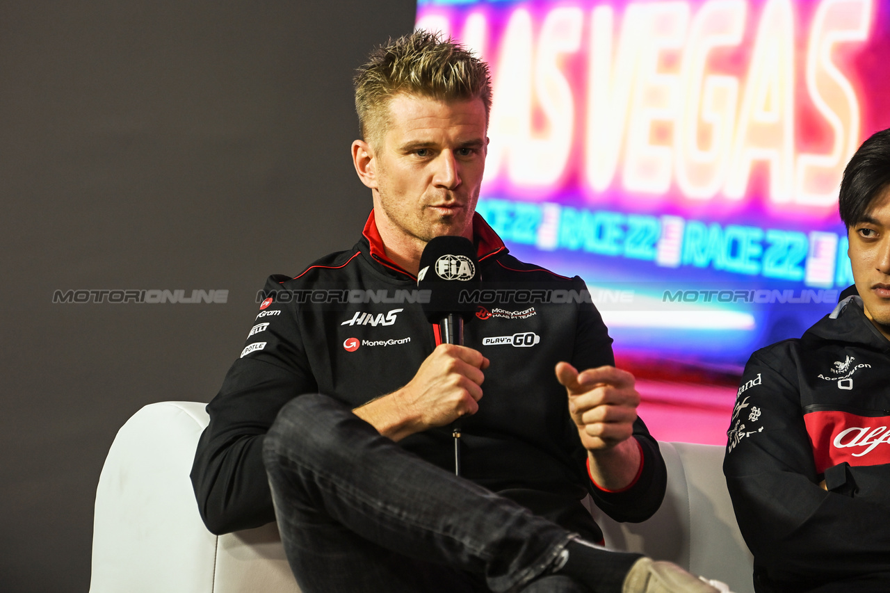 GP LAS VEGAS, Nico Hulkenberg (GER) Haas F1 Team in the FIA Press Conference.

15.11.2023. Formula 1 World Championship, Rd 22, Las Vegas Grand Prix, Las Vegas, Nevada, USA, Preparation Day.

- www.xpbimages.com, EMail: requests@xpbimages.com © Copyright: XPB Images