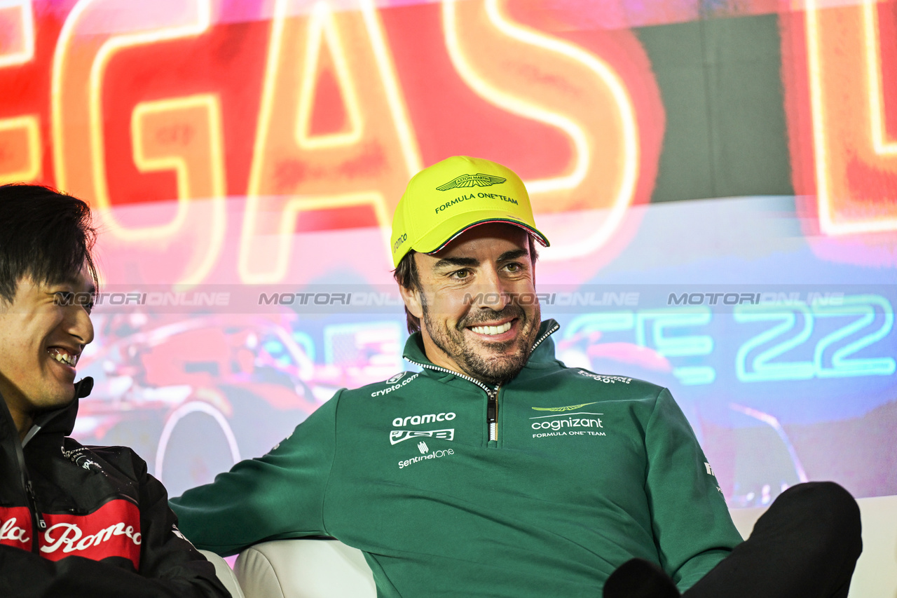 GP LAS VEGAS, Fernando Alonso (ESP) Aston Martin F1 Team in the FIA Press Conference.

15.11.2023. Formula 1 World Championship, Rd 22, Las Vegas Grand Prix, Las Vegas, Nevada, USA, Preparation Day.

- www.xpbimages.com, EMail: requests@xpbimages.com © Copyright: XPB Images
