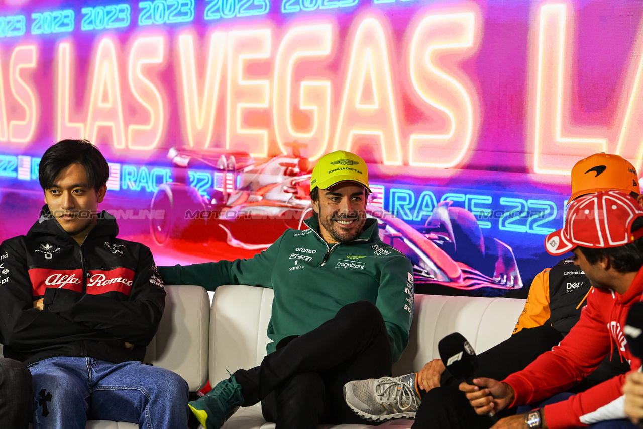 GP LAS VEGAS, Fernando Alonso (ESP) Aston Martin F1 Team in the FIA Press Conference.

15.11.2023. Formula 1 World Championship, Rd 22, Las Vegas Grand Prix, Las Vegas, Nevada, USA, Preparation Day.

- www.xpbimages.com, EMail: requests@xpbimages.com © Copyright: XPB Images