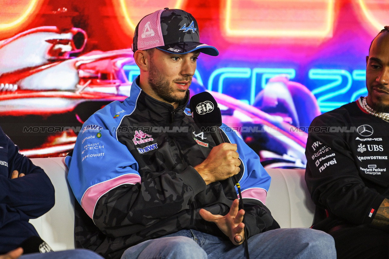 GP LAS VEGAS, Pierre Gasly (FRA) Alpine F1 Team in the FIA Press Conference.

15.11.2023. Formula 1 World Championship, Rd 22, Las Vegas Grand Prix, Las Vegas, Nevada, USA, Preparation Day.

- www.xpbimages.com, EMail: requests@xpbimages.com © Copyright: XPB Images