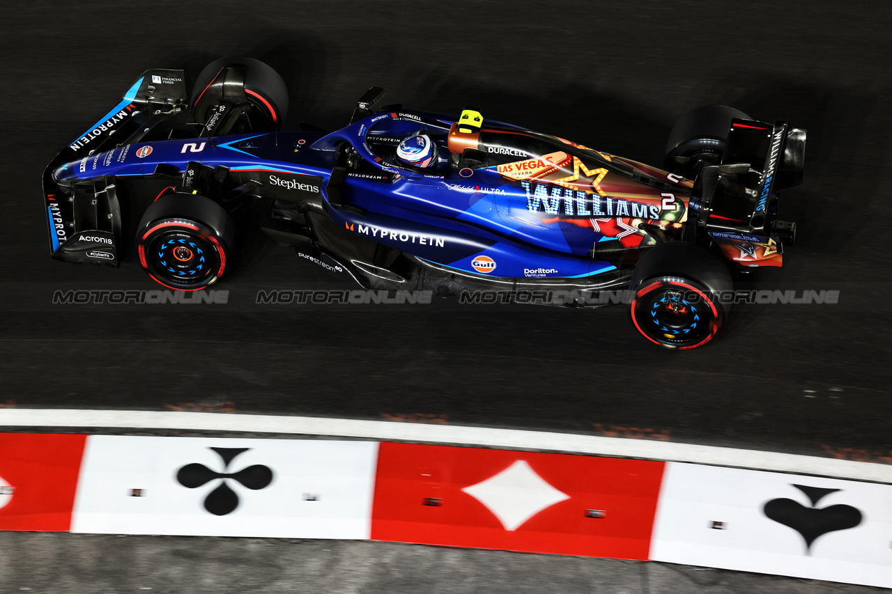 GP LAS VEGAS, Logan Sargeant (USA) Williams Racing FW45.

17.11.2023. Formula 1 World Championship, Rd 22, Las Vegas Grand Prix, Las Vegas, Nevada, USA, Qualifiche Day.

- www.xpbimages.com, EMail: requests@xpbimages.com © Copyright: Bearne / XPB Images