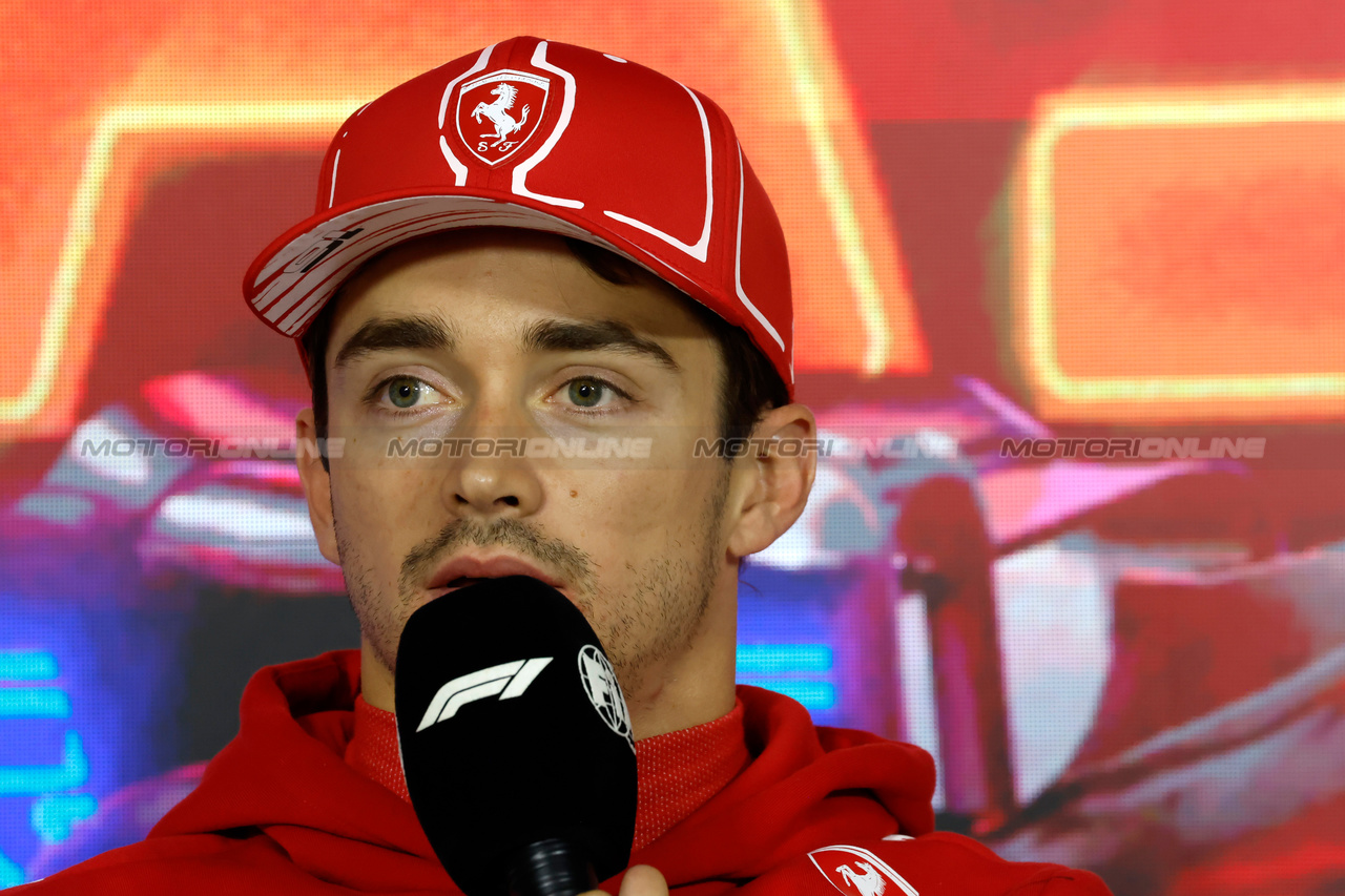 GP LAS VEGAS, Charles Leclerc (MON) Ferrari in the post qualifying FIA Press Conference.

17.11.2023. Formula 1 World Championship, Rd 22, Las Vegas Grand Prix, Las Vegas, Nevada, USA, Qualifiche Day.

- www.xpbimages.com, EMail: requests@xpbimages.com © Copyright: XPB Images