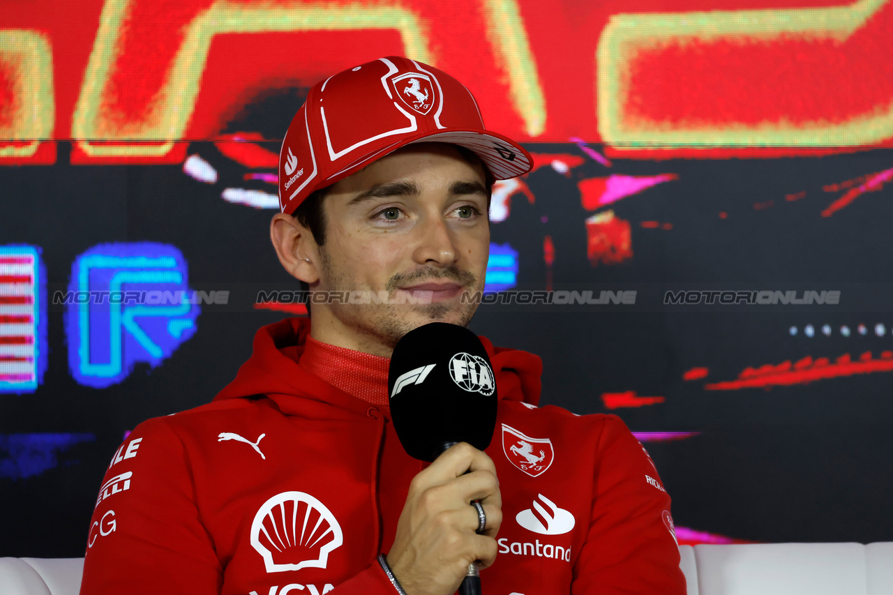 GP LAS VEGAS, Charles Leclerc (MON) Ferrari in the post qualifying FIA Press Conference.

17.11.2023. Formula 1 World Championship, Rd 22, Las Vegas Grand Prix, Las Vegas, Nevada, USA, Qualifiche Day.

- www.xpbimages.com, EMail: requests@xpbimages.com © Copyright: XPB Images