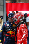 GP LAS VEGAS, (L to R): Third placed Max Verstappen (NLD) Red Bull Racing in qualifying parc ferme with pole sitter Charles Leclerc (MON) Ferrari.
17.11.2023. Formula 1 World Championship, Rd 22, Las Vegas Grand Prix, Las Vegas, Nevada, USA, Qualifiche Day.
- www.xpbimages.com, EMail: requests@xpbimages.com © Copyright: Batchelor / XPB Images
