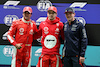 GP LAS VEGAS, Qualifiche top three in parc ferme (L to R): Carlos Sainz Jr (ESP) Ferrari, second; Charles Leclerc (MON) Ferrari, pole position; Max Verstappen (NLD) Red Bull Racing, third. 
17.11.2023. Formula 1 World Championship, Rd 22, Las Vegas Grand Prix, Las Vegas, Nevada, USA, Qualifiche Day.
- www.xpbimages.com, EMail: requests@xpbimages.com © Copyright: Moy / XPB Images