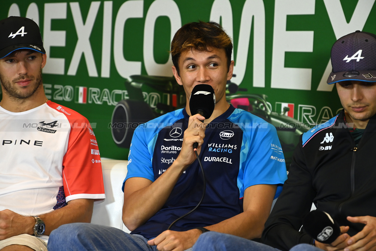 GP MESSICO, Alexander Albon (THA) Williams Racing in the FIA Press Conference.

26.10.2023. Formula 1 World Championship, Rd 20, Mexican Grand Prix, Mexico City, Mexico, Preparation Day.

- www.xpbimages.com, EMail: requests@xpbimages.com © Copyright: XPB Images