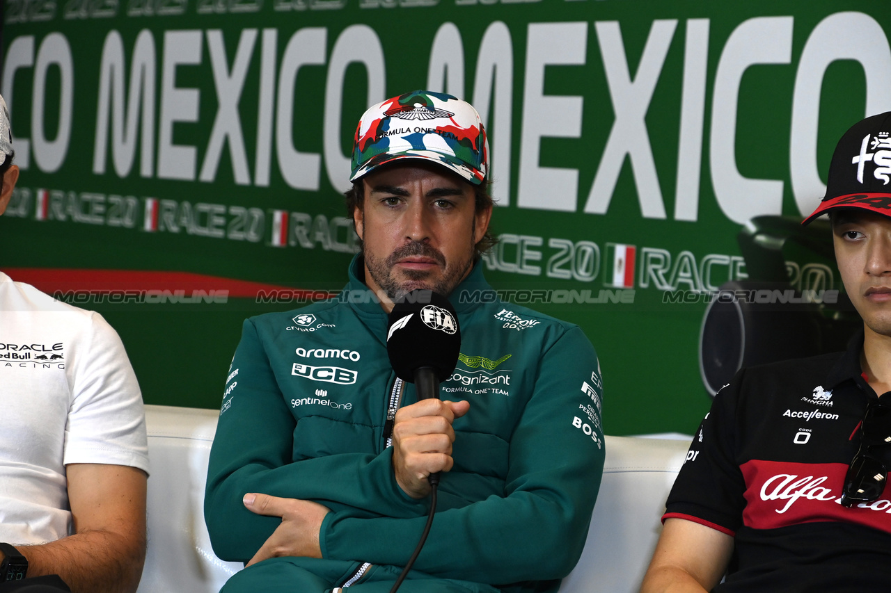 GP MESSICO, Fernando Alonso (ESP) Aston Martin F1 Team in the FIA Press Conference.

26.10.2023. Formula 1 World Championship, Rd 20, Mexican Grand Prix, Mexico City, Mexico, Preparation Day.

- www.xpbimages.com, EMail: requests@xpbimages.com © Copyright: XPB Images