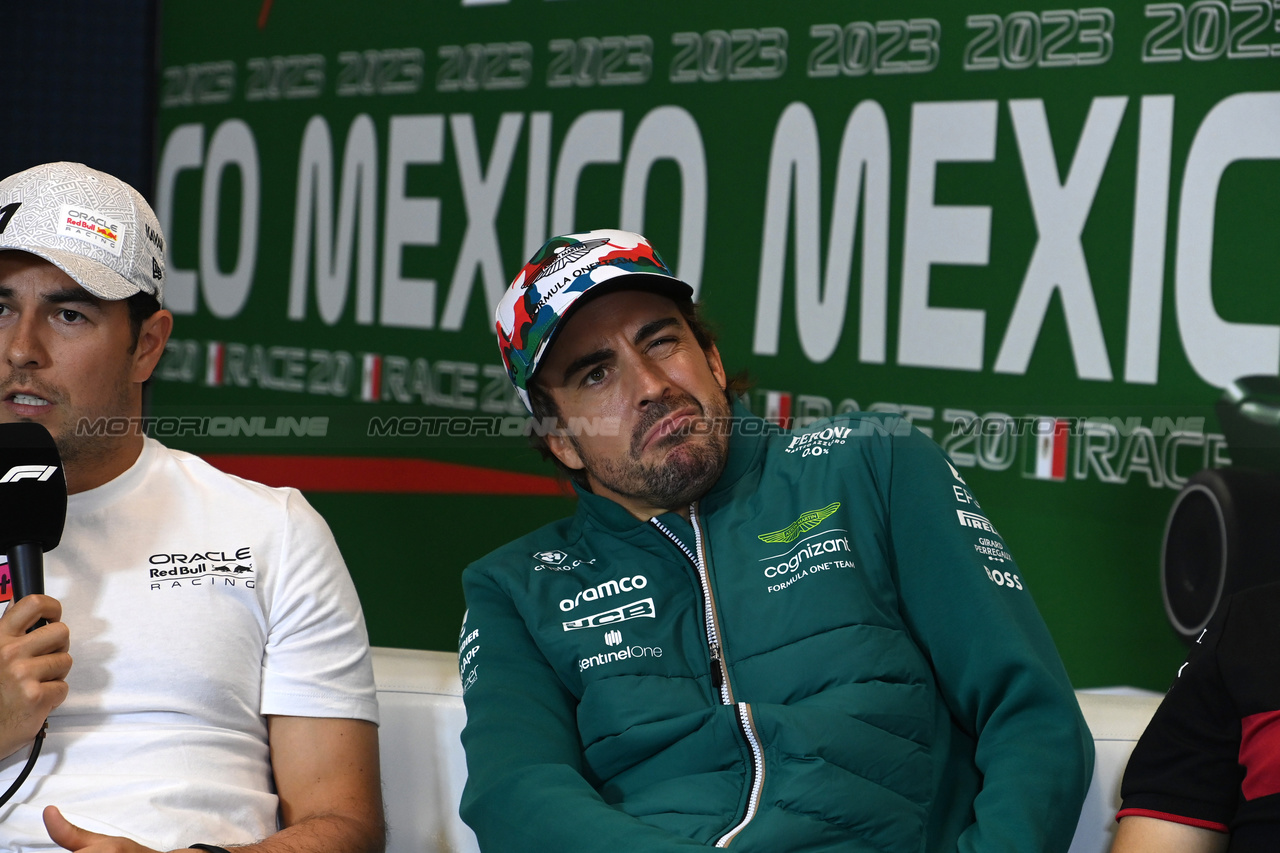 GP MESSICO, Fernando Alonso (ESP) Aston Martin F1 Team in the FIA Press Conference.

26.10.2023. Formula 1 World Championship, Rd 20, Mexican Grand Prix, Mexico City, Mexico, Preparation Day.

- www.xpbimages.com, EMail: requests@xpbimages.com © Copyright: XPB Images