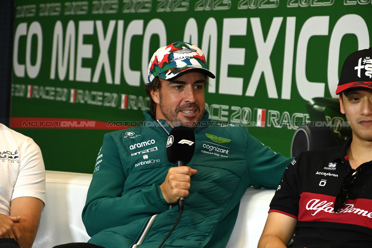 GP MESSICO, Fernando Alonso (ESP) Aston Martin F1 Team in the FIA Press Conference.

26.10.2023. Formula 1 World Championship, Rd 20, Mexican Grand Prix, Mexico City, Mexico, Preparation Day.

- www.xpbimages.com, EMail: requests@xpbimages.com © Copyright: XPB Images
