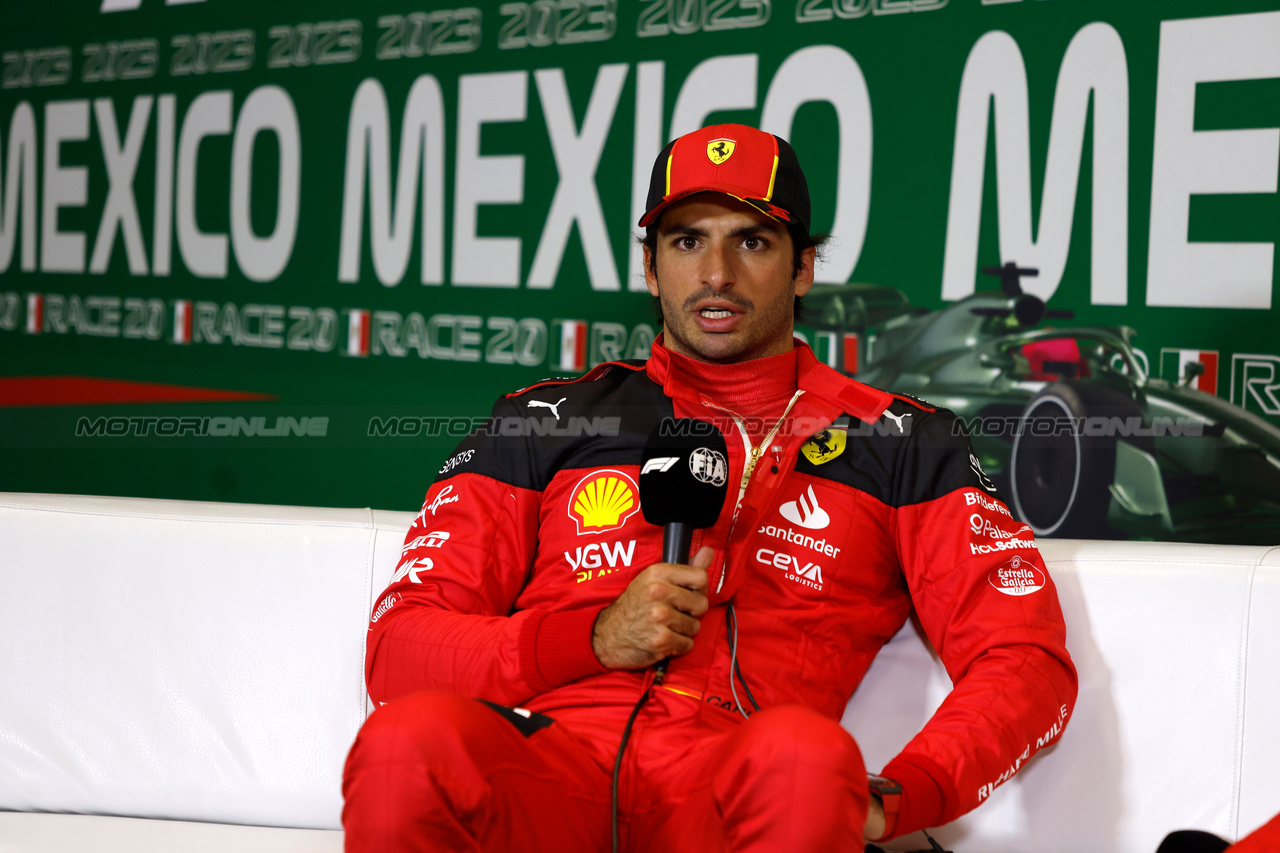 GP MESSICO, Carlos Sainz, Ferrari, in the post Qualifiche Press Conference
28.10.2023. Formula 1 World Championship, Rd 20, Mexican Grand Prix, Mexico City, Mexico, Qualifiche Day.
- www.xpbimages.com, EMail: requests@xpbimages.com © Copyright: XPB Images