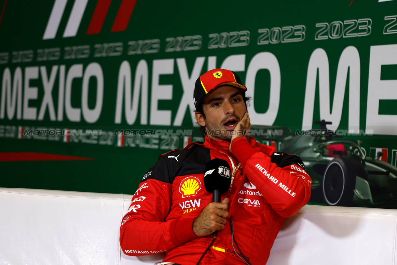 GP MESSICO, Carlos Sainz, Ferrari, in the post Qualifiche Press Conference
28.10.2023. Formula 1 World Championship, Rd 20, Mexican Grand Prix, Mexico City, Mexico, Qualifiche Day.
- www.xpbimages.com, EMail: requests@xpbimages.com © Copyright: XPB Images