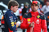 GP MESSICO, (L to R): Max Verstappen (NLD) Red Bull Racing in qualifying parc ferme with Carlos Sainz Jr (ESP) Ferrari.
28.10.2023. Formula 1 World Championship, Rd 20, Mexican Grand Prix, Mexico City, Mexico, Qualifiche Day.
 - www.xpbimages.com, EMail: requests@xpbimages.com © Copyright: Coates / XPB Images