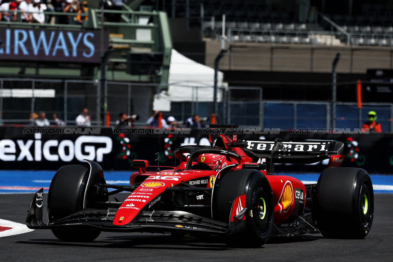 GP MESSICO, Charles Leclerc (MON) Ferrari SF-23.

27.10.2023. Formula 1 World Championship, Rd 20, Mexican Grand Prix, Mexico City, Mexico, Practice Day.

- www.xpbimages.com, EMail: requests@xpbimages.com © Copyright: Moy / XPB Images