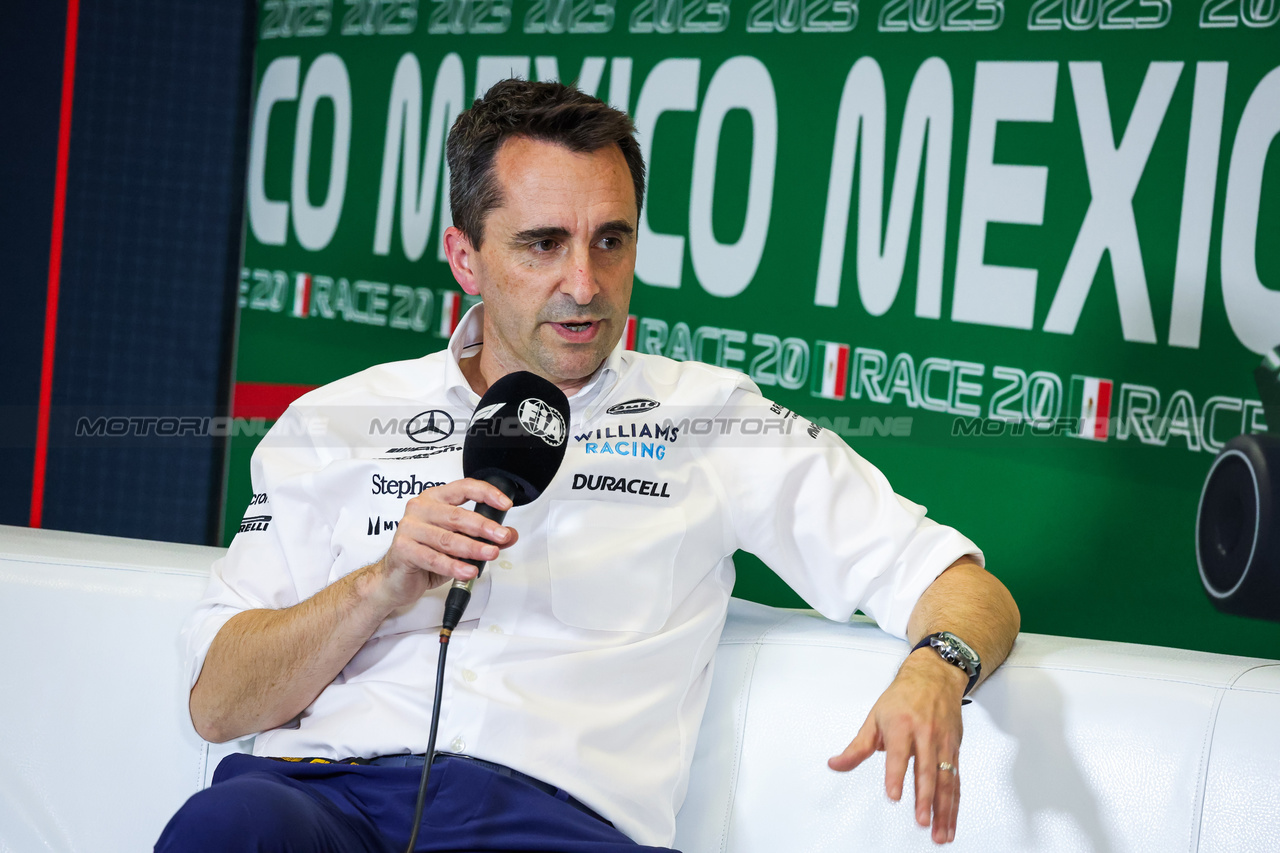 GP MESSICO, Dave Robson (GBR) Williams Racing Head of Vehicle Performance in the FIA Press Conference.

27.10.2023. Formula 1 World Championship, Rd 20, Mexican Grand Prix, Mexico City, Mexico, Practice Day.

- www.xpbimages.com, EMail: requests@xpbimages.com © Copyright: XPB Images