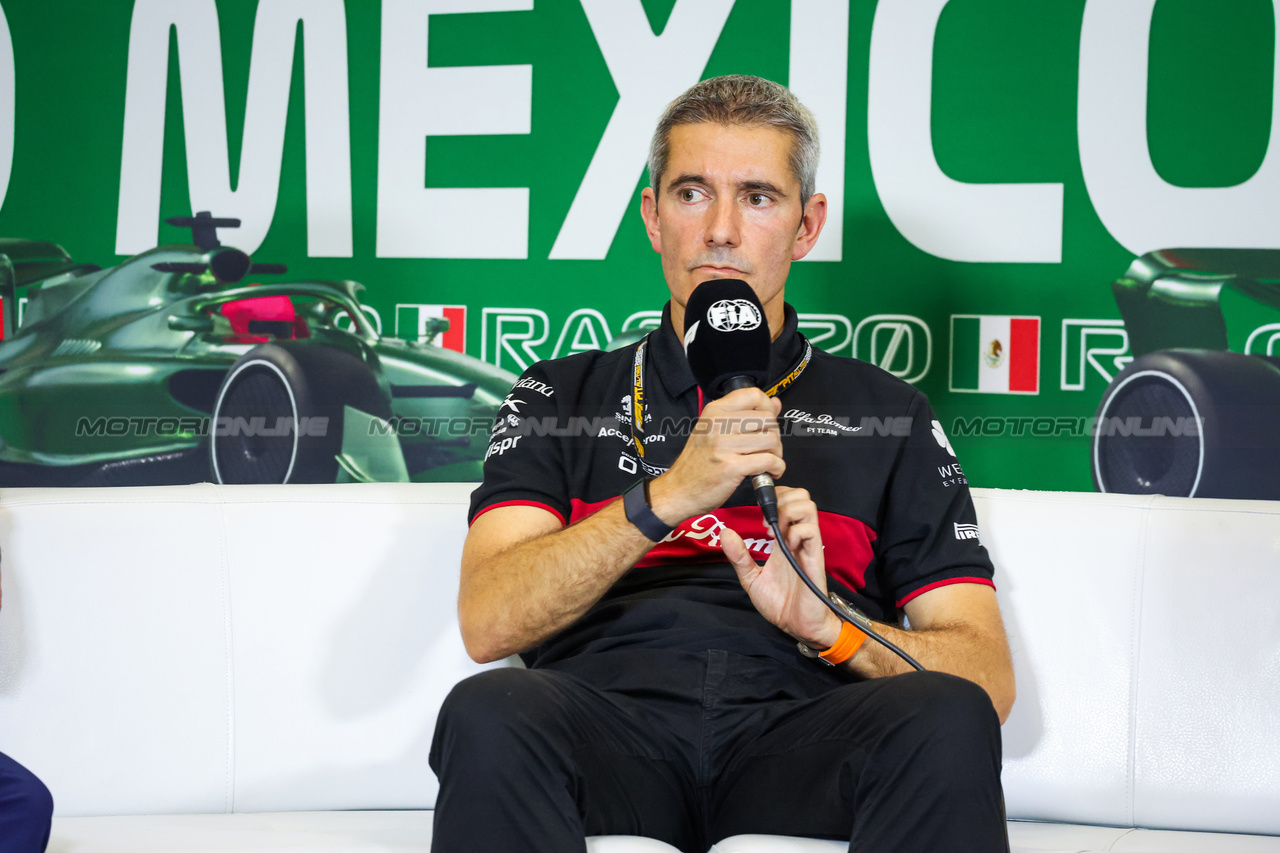 GP MESSICO, Xevi Pujolar (ESP) Alfa Romeo F1 Team Head of Trackside Engineering in the FIA Press Conference.

27.10.2023. Formula 1 World Championship, Rd 20, Mexican Grand Prix, Mexico City, Mexico, Practice Day.

- www.xpbimages.com, EMail: requests@xpbimages.com © Copyright: XPB Images