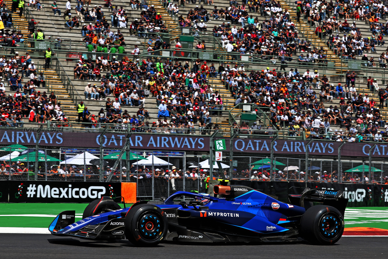 GP MESSICO, Logan Sargeant (USA) Williams Racing FW45.

27.10.2023. Formula 1 World Championship, Rd 20, Mexican Grand Prix, Mexico City, Mexico, Practice Day.

- www.xpbimages.com, EMail: requests@xpbimages.com © Copyright: Moy / XPB Images