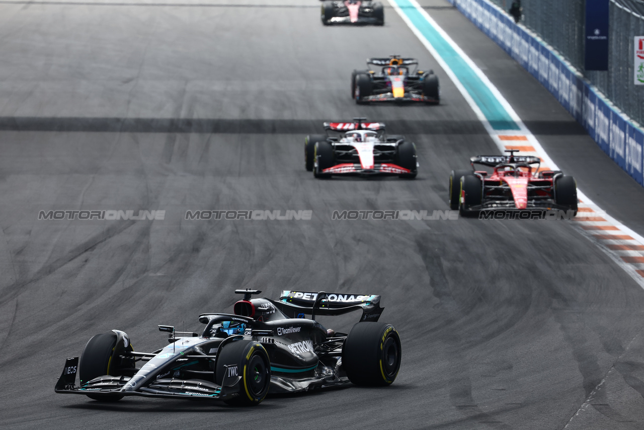 GP MIAMI, George Russell (GBR) Mercedes AMG F1 W14.

07.05.2023. Formula 1 World Championship, Rd 5, Miami Grand Prix, Miami, Florida, USA, Gara Day.

- www.xpbimages.com, EMail: requests@xpbimages.com ¬© Copyright: Batchelor / XPB Images