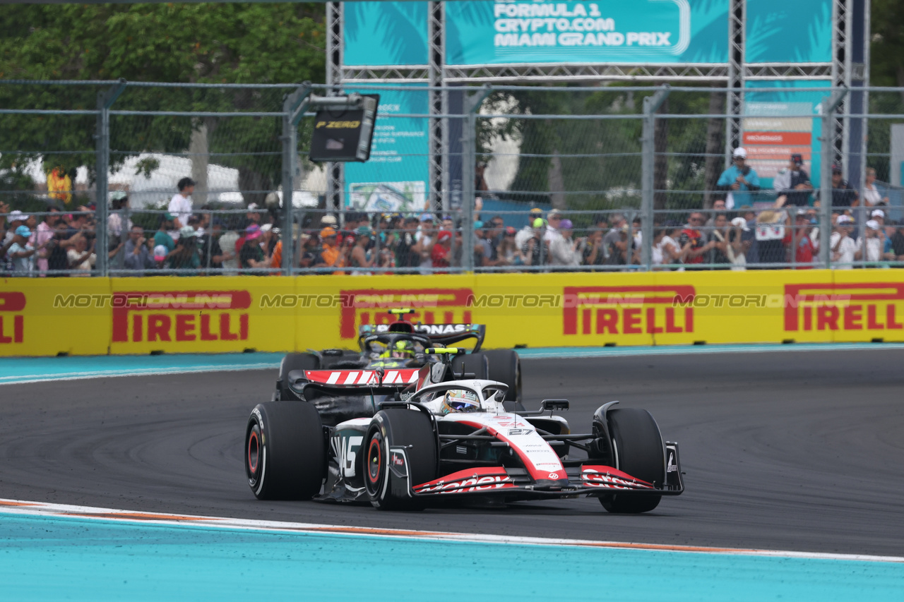 GP MIAMI, Nico Hulkenberg (GER) Haas VF-23.

07.05.2023. Formula 1 World Championship, Rd 5, Miami Grand Prix, Miami, Florida, USA, Gara Day.

- www.xpbimages.com, EMail: requests@xpbimages.com ¬© Copyright: Bearne / XPB Images