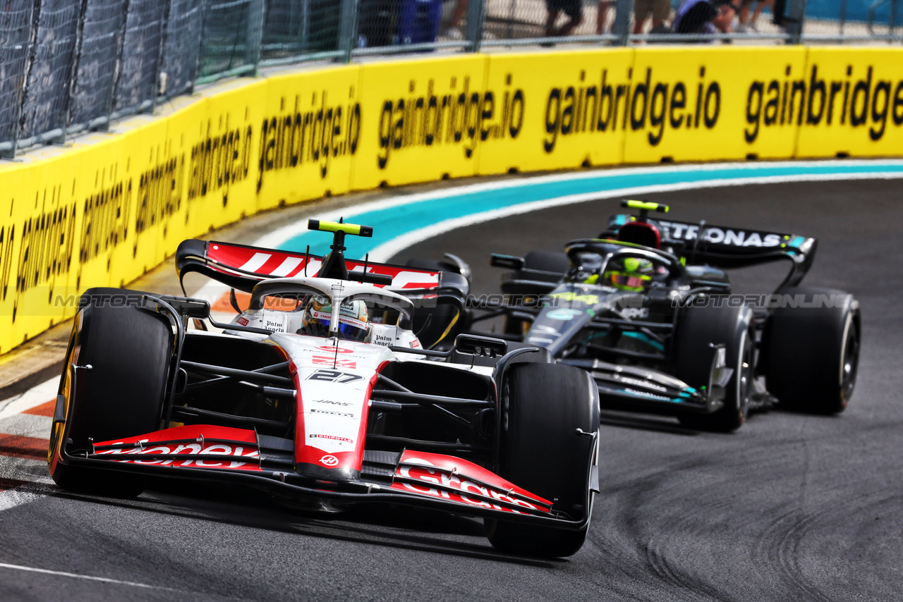 GP MIAMI, Nico Hulkenberg (GER) Haas VF-23.

07.05.2023. Formula 1 World Championship, Rd 5, Miami Grand Prix, Miami, Florida, USA, Gara Day.

 - www.xpbimages.com, EMail: requests@xpbimages.com ¬© Copyright: Coates / XPB Images