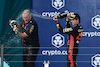 GP MIAMI, (L to R): Oliver Hughes (GBR) Red Bull Racing Chief Marketing Officer celebrates on the podium with second placed Sergio Perez (MEX) Red Bull Racing.
07.05.2023. Formula 1 World Championship, Rd 5, Miami Grand Prix, Miami, Florida, USA, Gara Day.
- www.xpbimages.com, EMail: requests@xpbimages.com ¬© Copyright: Moy / XPB Images