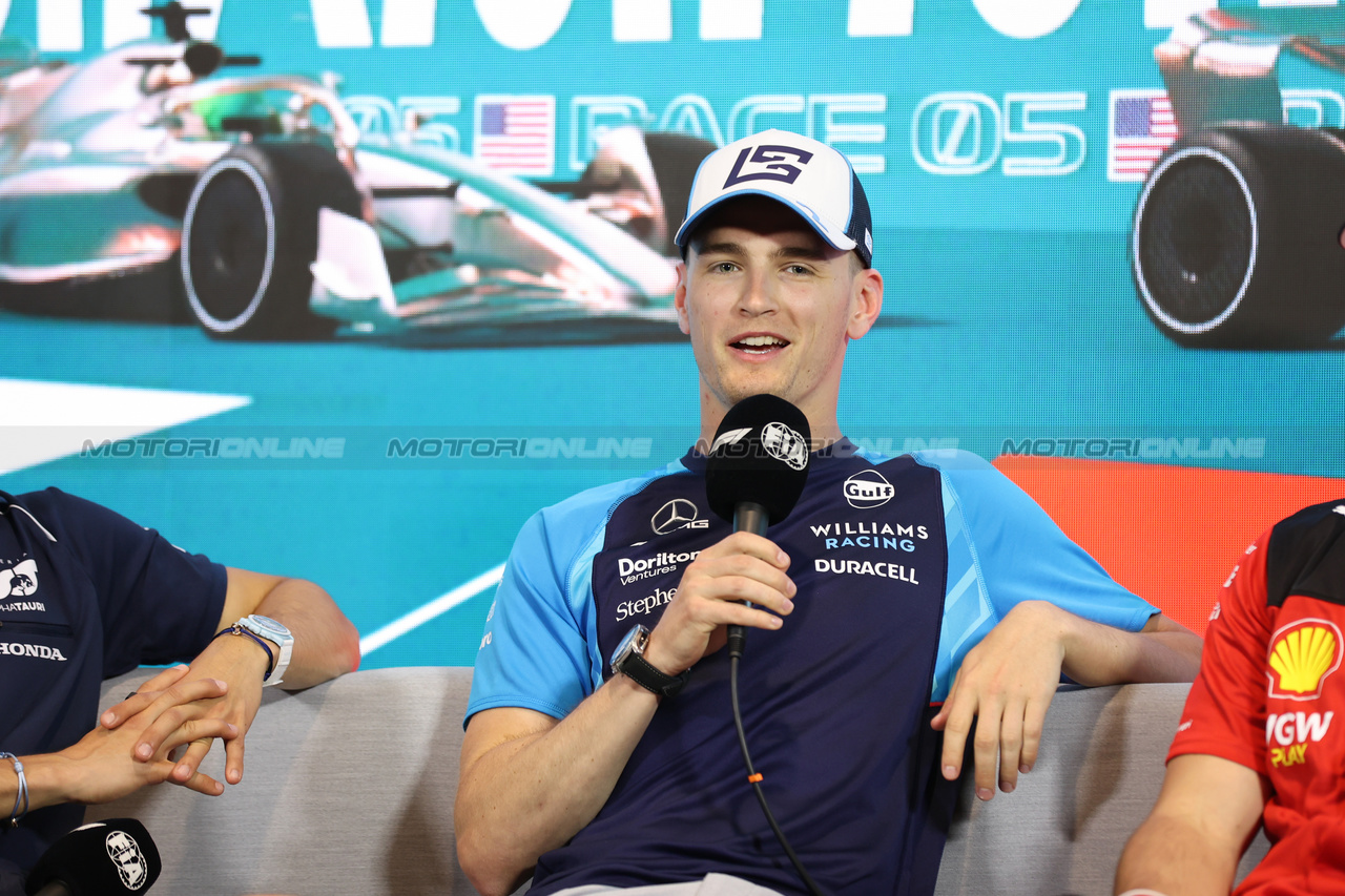 GP MIAMI, Logan Sargeant (USA) Williams Racing in the FIA Press Conference.

04.05.2023. Formula 1 World Championship, Rd 5, Miami Grand Prix, Miami, Florida, USA, Preparation Day.

- www.xpbimages.com, EMail: requests@xpbimages.com ¬© Copyright: XPB Images
